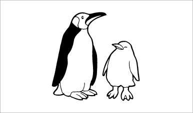 木彫図案集｜ペンギン-01｜サンプル